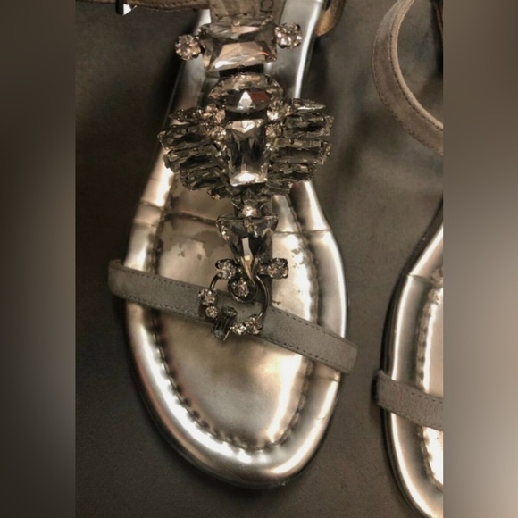 Jimmy Choo Metallic Night Crystal-embellished Suede Sandals Size 38 - Picture 6 of 6